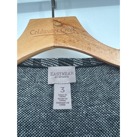 Chicos 3 Easywear Black  White Leopard Print Open Front Cardigan Sweater Size XL - Picture 2 of 5